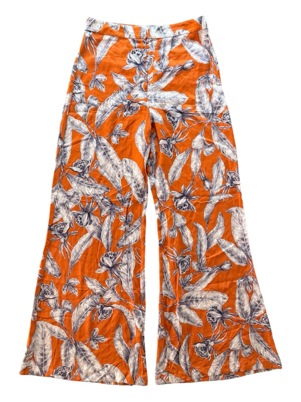 ALEXIS by Alexis Barbara Women's Orange Floral Wide-Leg Viscose Pants Small